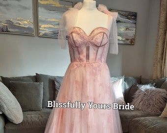 Pink Tulle, Sequin Prom/ Evening Dress - Wedding Dress - Evening Dress - Bridesmaid