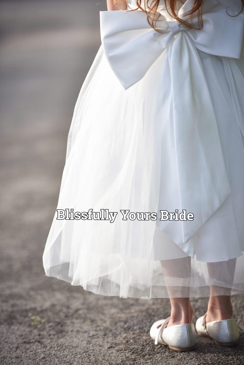 Ivory Satin Flower Girl Dress Bridesmaid Dress Wedding Variety of colours image 2