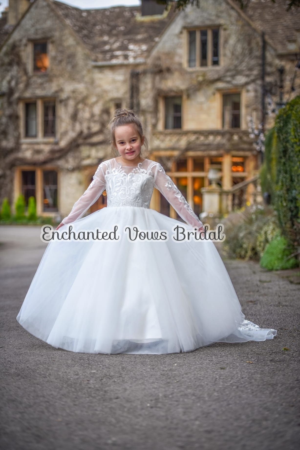 Off-the-Shoulder Rhinestone Belt Princess Flower Girl Party Dresses with Train