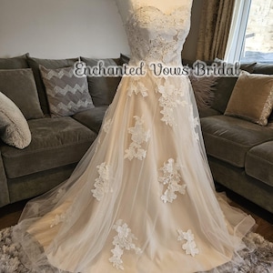 Champagne Princess Wedding Dress, Bridal Dress, Dress with Train, Lace Bridal Dress, Summer Wedding Dress, Princess Bridal Dress, Maternity