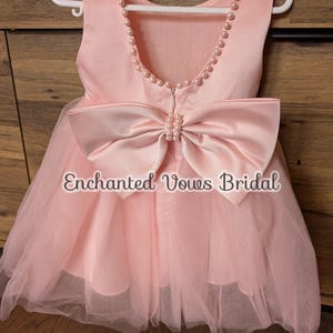 Peach Flower Girl Dress - Tulle Dress, Satin Dress, Baby Dress, Pearl Dress, First Communion Dress, Wedding Dress, Party Dress
