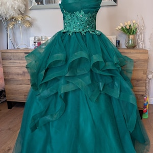 Green, Quinceanera Ballgown Dress (Various Colours) - Wedding Dress, Prom Dress, Evening Dress, Tulle Dress