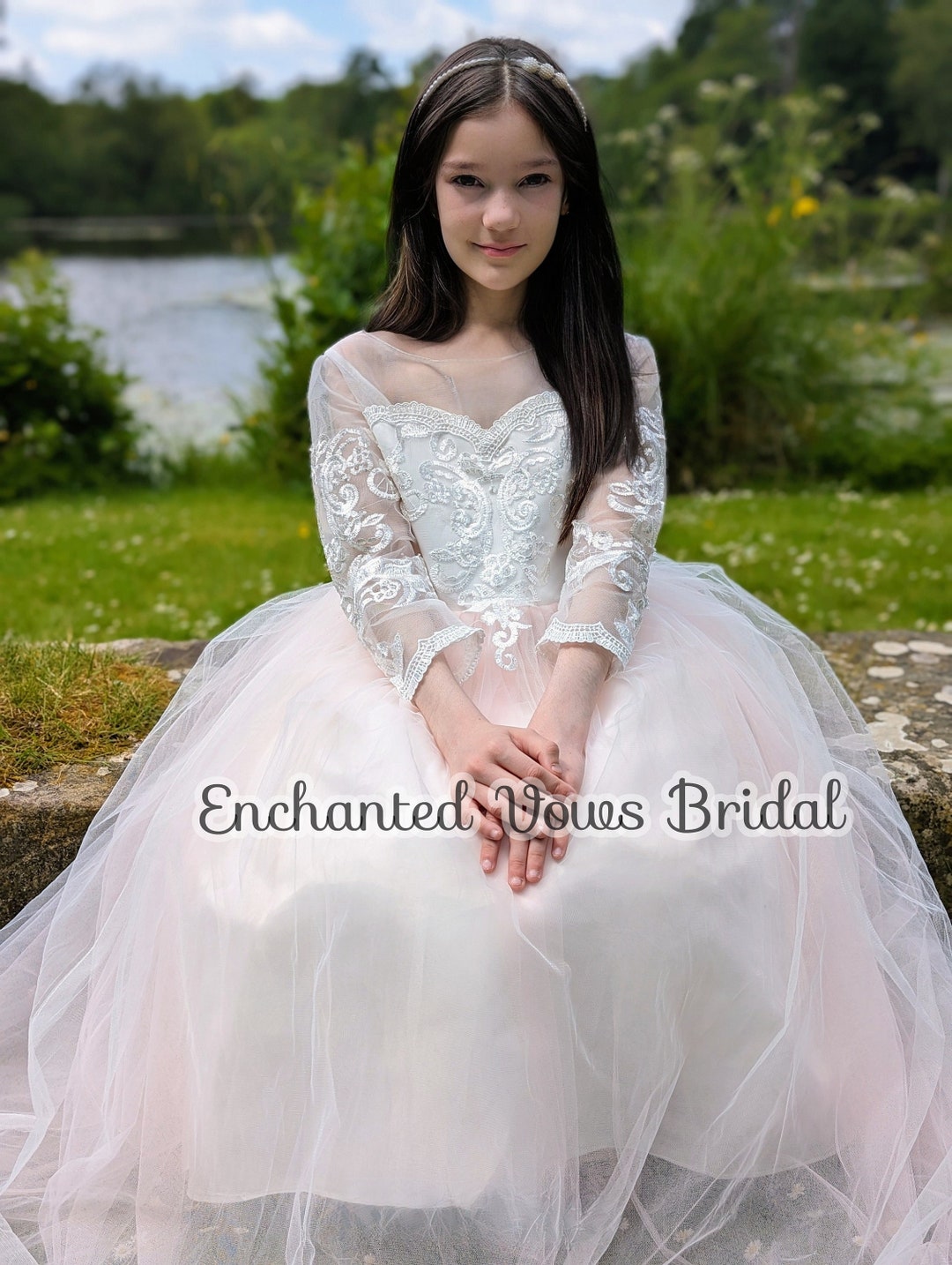 Pink Princess Puffy Satin Flower Girl Dress