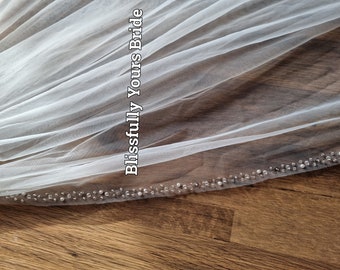 Magnifique voile de mariée bordé de perles - Ivoire, blanc - Voile de mariée