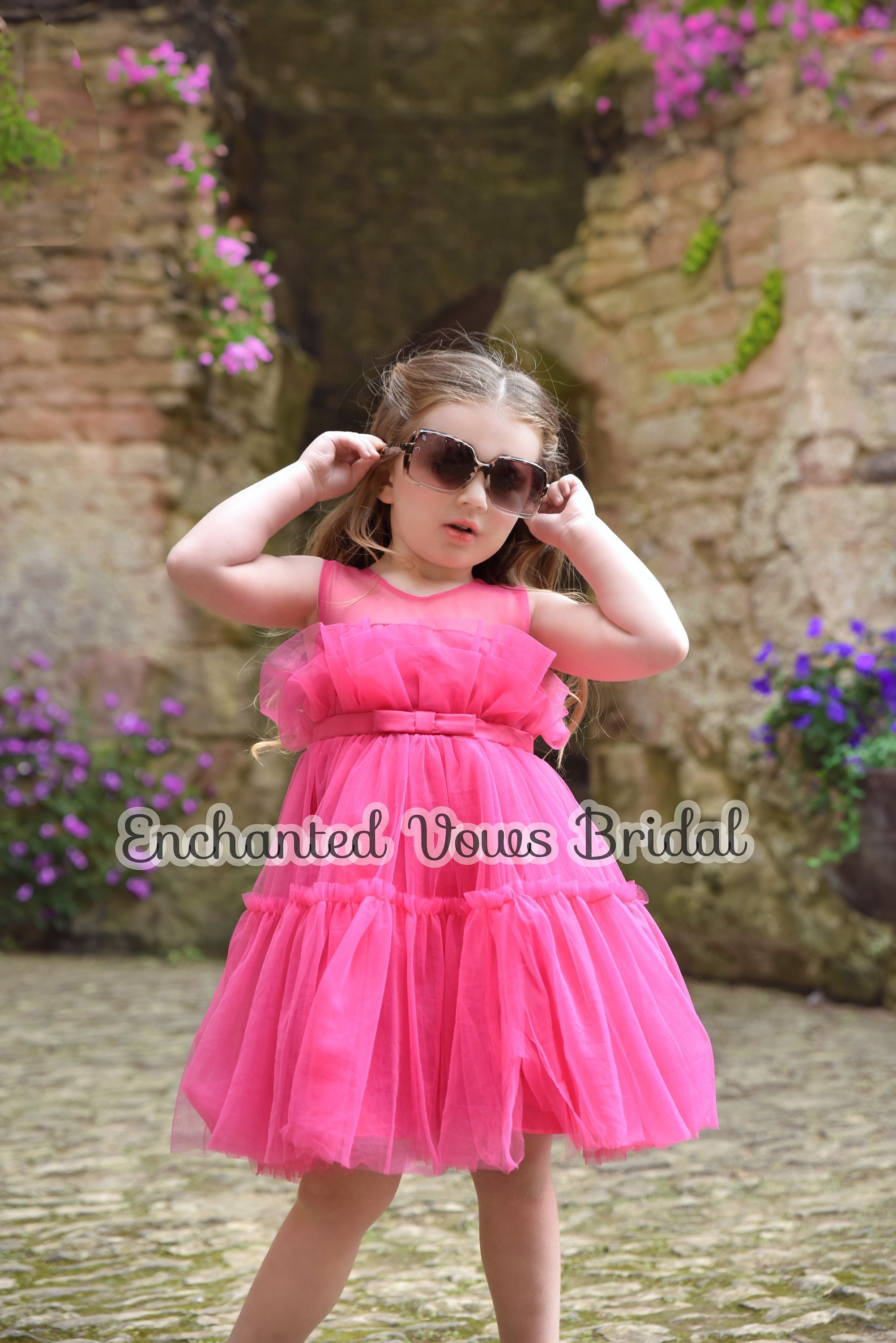 Hot pink kids dress online