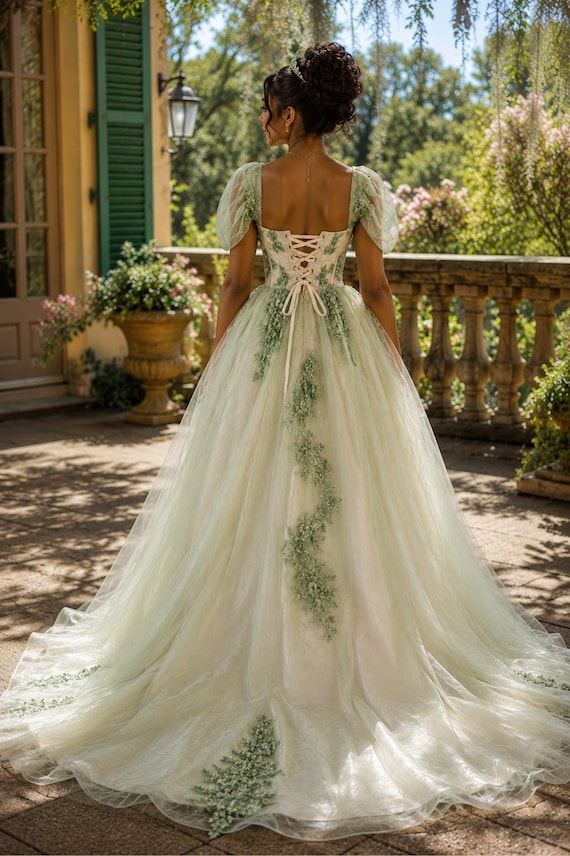 Princess & The Frog Inspired Prom Dress, Green Ball gown Dress Princess & The Frog Inspired Prom Dress, Green Ball gown Dress