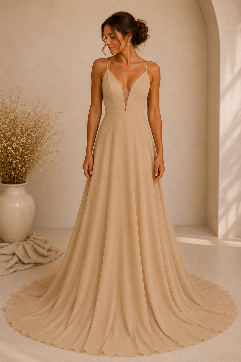 Champagne Lace Bridal Dress