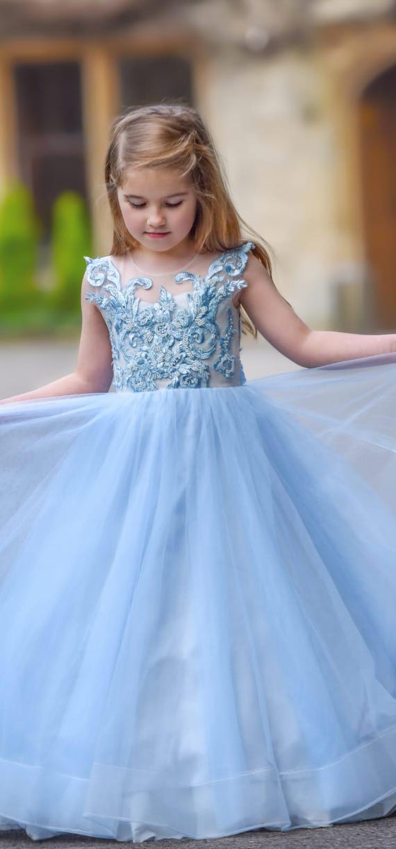 beaded flower girl dress Luxury Beaded Flower Lace Shimmery Tulle Flower Girl Dress
