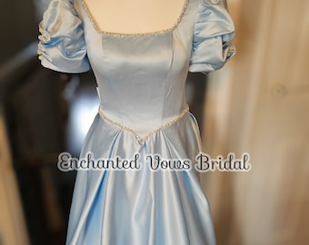 Cinderella Blue Satin Gown: Beaded Corset Prom Dress