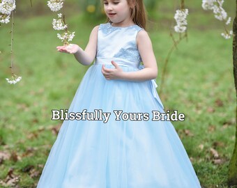 Blue Princess Tulle Dress- Flower Girl, Bridesmaid Dress - Wedding, Bridesmaid, Communion