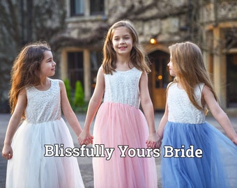 Perzik bloemenmeisje jurk - bruidsmeisjesjurk - bruiloft (verschillende kleuren)