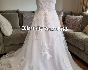 Princess Bridal Dress with Train, White (In Stock) Wedding