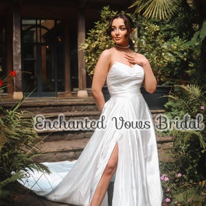 Dreamy, Satin Bridal Dress, Wedding Dress, Dress with Train, Beach Wedding, Plus Size Bridal Dress, Ivory Bridal Dress,Princess Bridal Dress