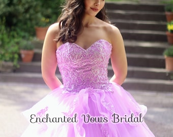 Princess Quincenera Prom Dress, Tulle Sequin Ballgown, Sweet 16 Birthday Gown