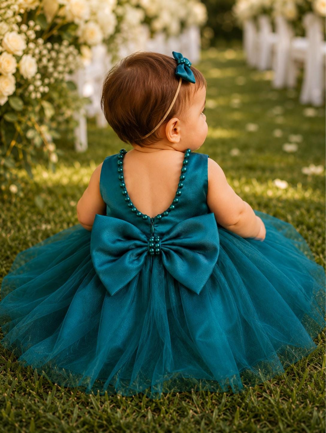 emerald green infant dress Baby Girl Dresses Velvet dress Size:UK 8 / US 6 season::U26MAY Lexi | Black AND back design