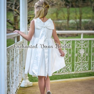 Gorgeous, Ivory Satin Flower Girl Dress (Various Colours) - Wedding, Communion,  Baptism, Party DressBridesmaid Dress - Wedding