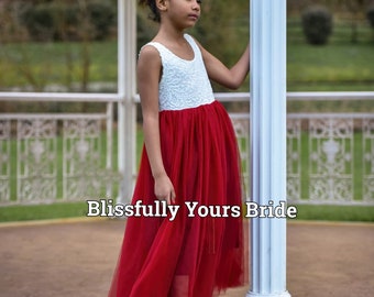 Burgundy Red Flower Girl Dress - Bridesmaid Dress - Wedding (Variety of colours)