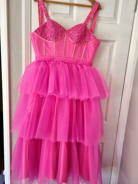 Pink Corset Dress, Princess Sequin Tiered Prom Gown - Etsy Canada