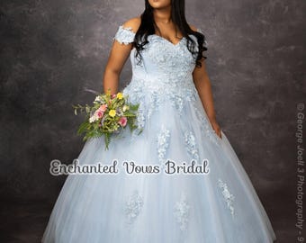 Blaues Quinceanera Kleid, Damen Tüllkleid, Blaues Ballkleid, Cinderella Kleid