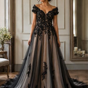 long goth prom dresses Black V Neck Backless Lace Prom Dresses, Open Back Black Lace Formal Graduation Dresses, US 12 / Black as Pics / No Rush
