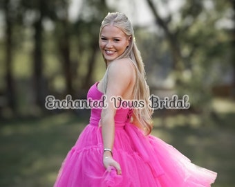 Hot Pink Tüll Kleid (Verschiedene Farben), Abendkleid, Sweet 16
