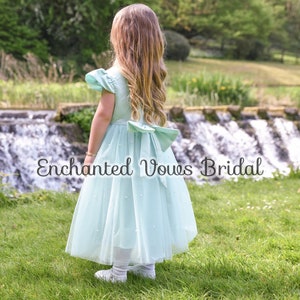 Green Pearl Flower Girl Dress -Various Colours, Bridesmaid Dress, Birthday Dress, Tulle Flower Girl Dress, Pearl Dress- Baby Tulle Dress