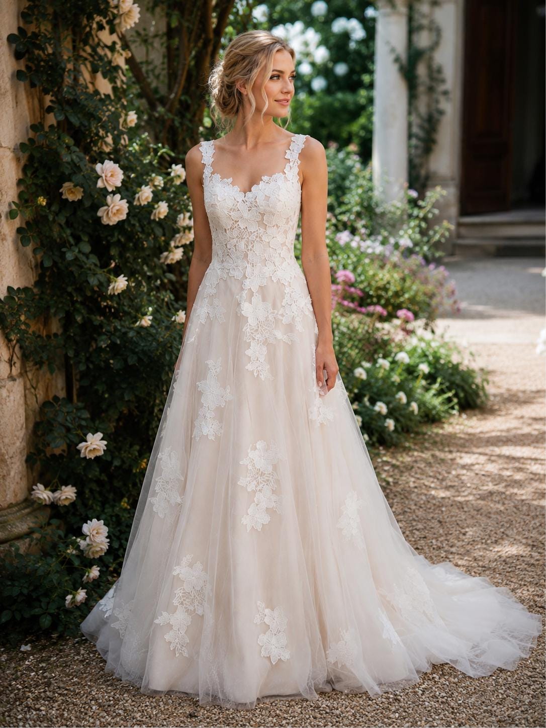 Champagne a Line Wedding Dress - Etsy