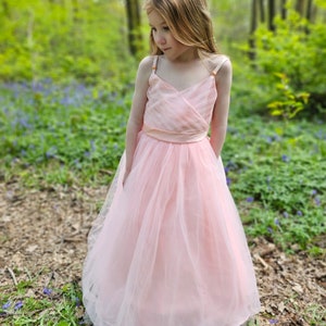 Peach Satin & Tulle Flower Girl Dress - (Variety of Colours) Bridesmaid Dress - Wedding - Party Dress, Christmas Dress - Tulle Dress