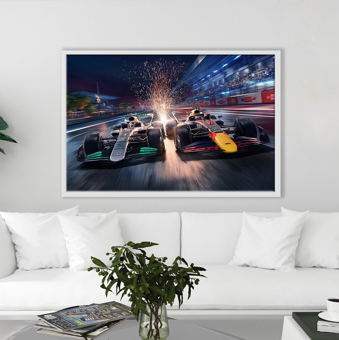Legend Cars Canvas Poster, Formula 1 Ferrari Vs Redbull Best Overtake ...