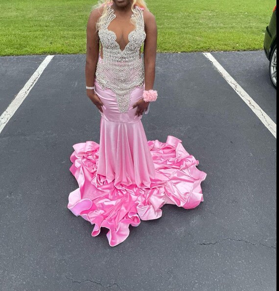 Beautiful Pink Mermaid Dress, Bridesmaid Dress,Wedding Reception Mermaid Dress,Wedding Dress,Prom Outfit,Sleeveless Dress,
