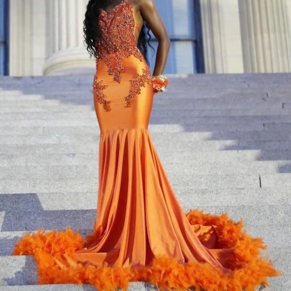 Elegant Orange Wedding Reception Dress: Bold Style for Your Special Night