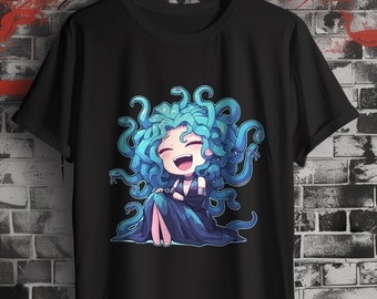 Chibi Medusa t-shirt, chibi tshirts, Greek mythology tshirt, mythology tshirts, medusa tshirt, gorgon, Japanese t-shirts, anime t-shirts