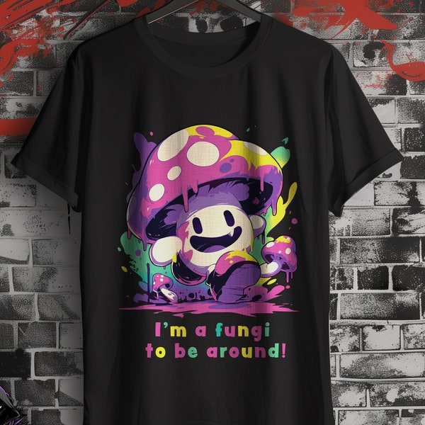 Fungi t-shirt, mushroom t-shirts, cartoon t-shirts, anime, otaku, Japanese anime, funny t-shirt, gift, dad jokes, fun t-shirt, mushroom tee