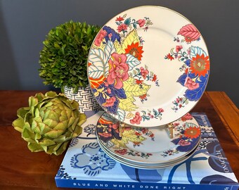 Set aus 4 Vintage Imperial Leaf China Tabakblatt-Salattellern