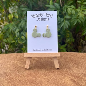 Irish Green Marble Mouse Ears Hanging Stud Earrings, Handmade for you