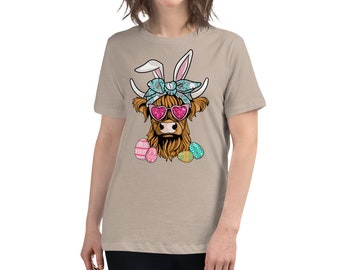 Heifer Cow Easter T-Shirt, Highland Cow Easter Day Shirt, Happy Easter shirt, Easter Egg Shirt,Farm Animals Tee, Cow Lover Shirts