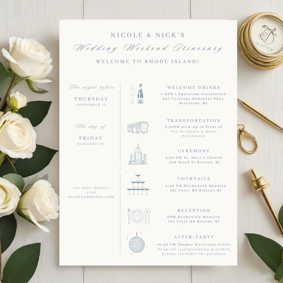 Wedding Weekend Itinerary Template Etsy
