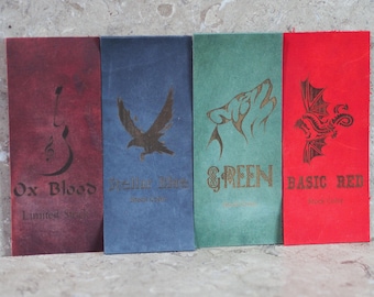 Custom artwork on plain leather for guitar straps or other items