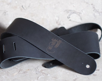 Simply Black Leather Guitar Strap