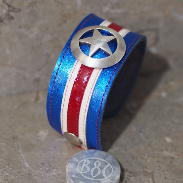 Captain America inspired leather wrist cuff