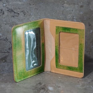 Blue & Green Leather Passport Holder Wallet image 5