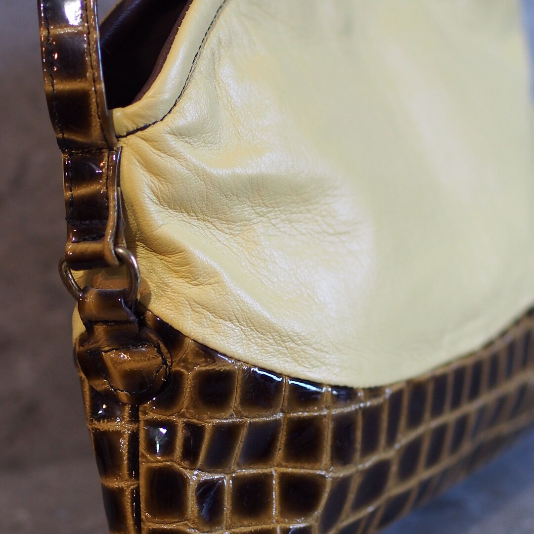 OOAK Soft Yellow & Patent Croc Embossed Lambskin Purse - Etsy