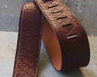 Brown Dragon Hide Leather Guitar Strap