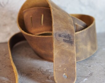 Distressed BraunEs Leder Gitarrenband