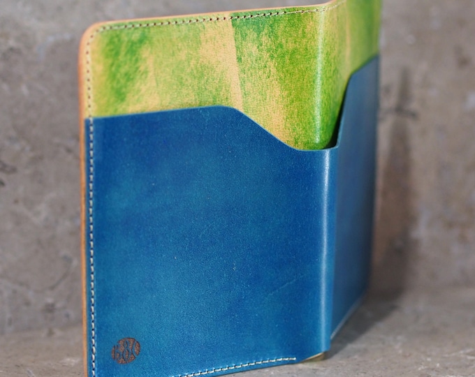 Featured listing image: Blue & Green Leather Passport Holder Wallet