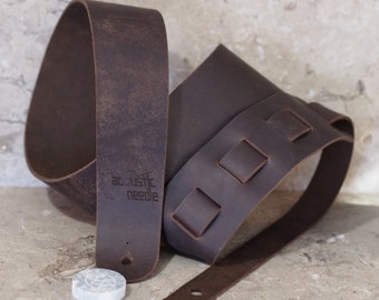 Dark JAVA Brown Leather Guitar Strap