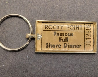 Rocky Point Park Ticket Keychain - Famous Full Shore Dinner/Silver