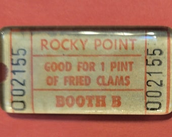 Rocky Point Park Ticket Magnet - Good For One Pint of Fried Clams