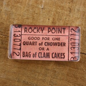 Rocky Point Park Ticket Magnet Quart of Chowder and Clam Cakes image 1