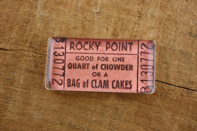 Rocky Point Park Ticket Magnet Quart of Chowder and Clam Cakes image 1